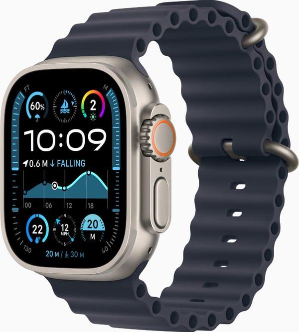 Smartwatch Apple Watch Ultra 2 2024 GPS + Cellular 49mm Natural Titanium Case w. Navy Ocean Band (MX4D3) photo 1